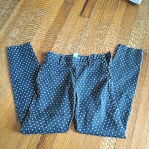 H&M dark blue damask pattern casual XS Size 0 womans long Dress pants Chinos